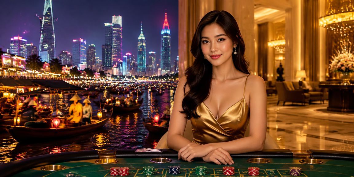 Bàn Baccarat live casino ánh đèn neon tại TP.HCM – không gian VIP dành cho High Roller trên dak